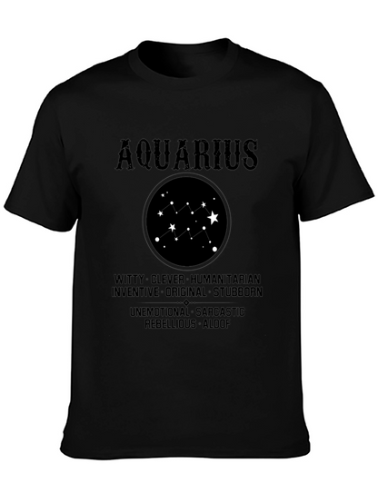 Camiseta Negra Aquarius Signo Zodiacal Astrología