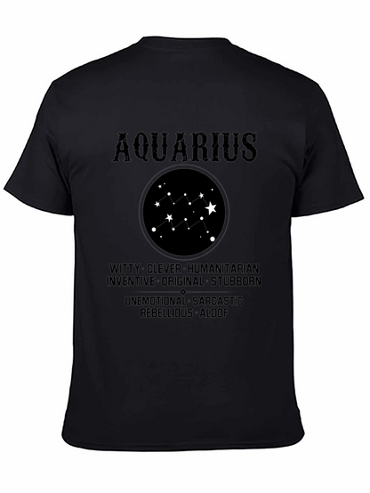 Camiseta Negra Aquarius Signo Zodiacal Astrología