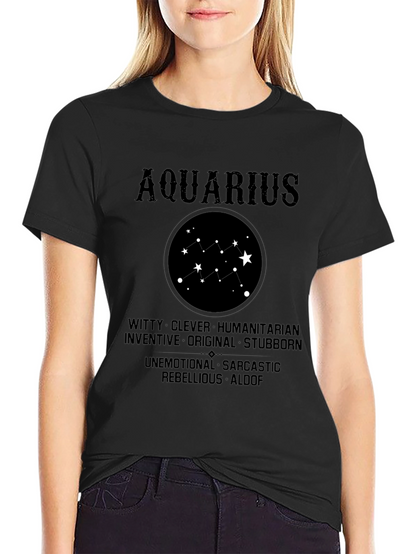 Camiseta Negra Aquarius Signo Zodiacal Astrología