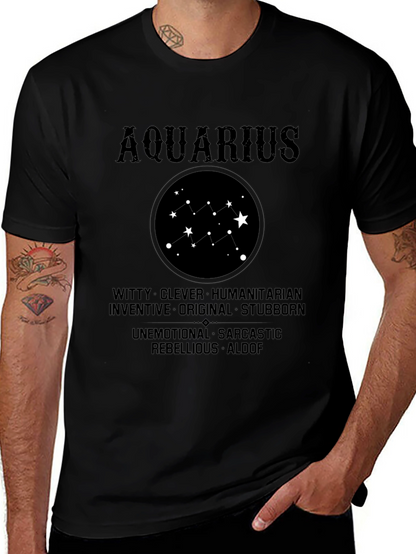 Camiseta Negra Aquarius Signo Zodiacal Astrología