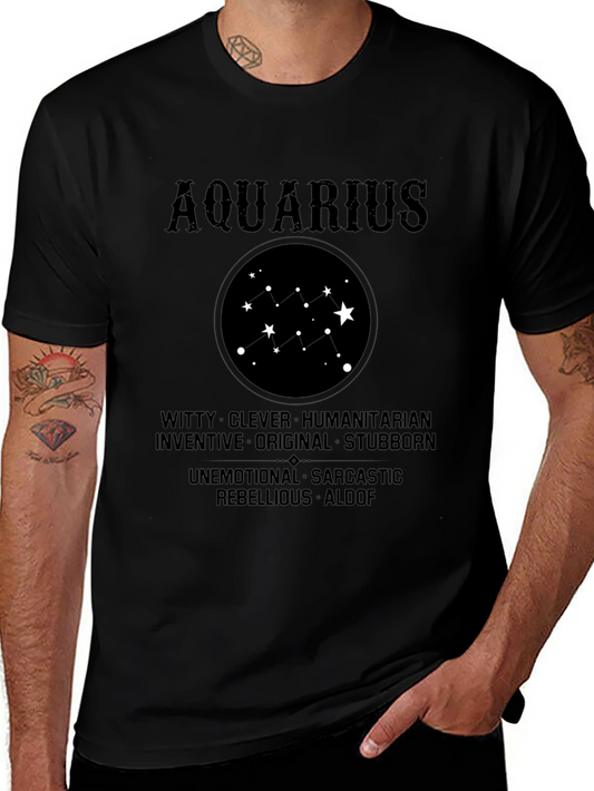 Camiseta Negra Aquarius Signo Zodiacal Astrología