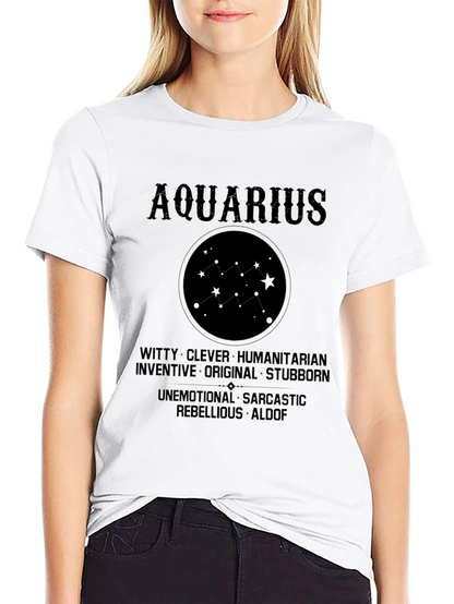 Camiseta Negra Aquarius Signo Zodiacal Astrología