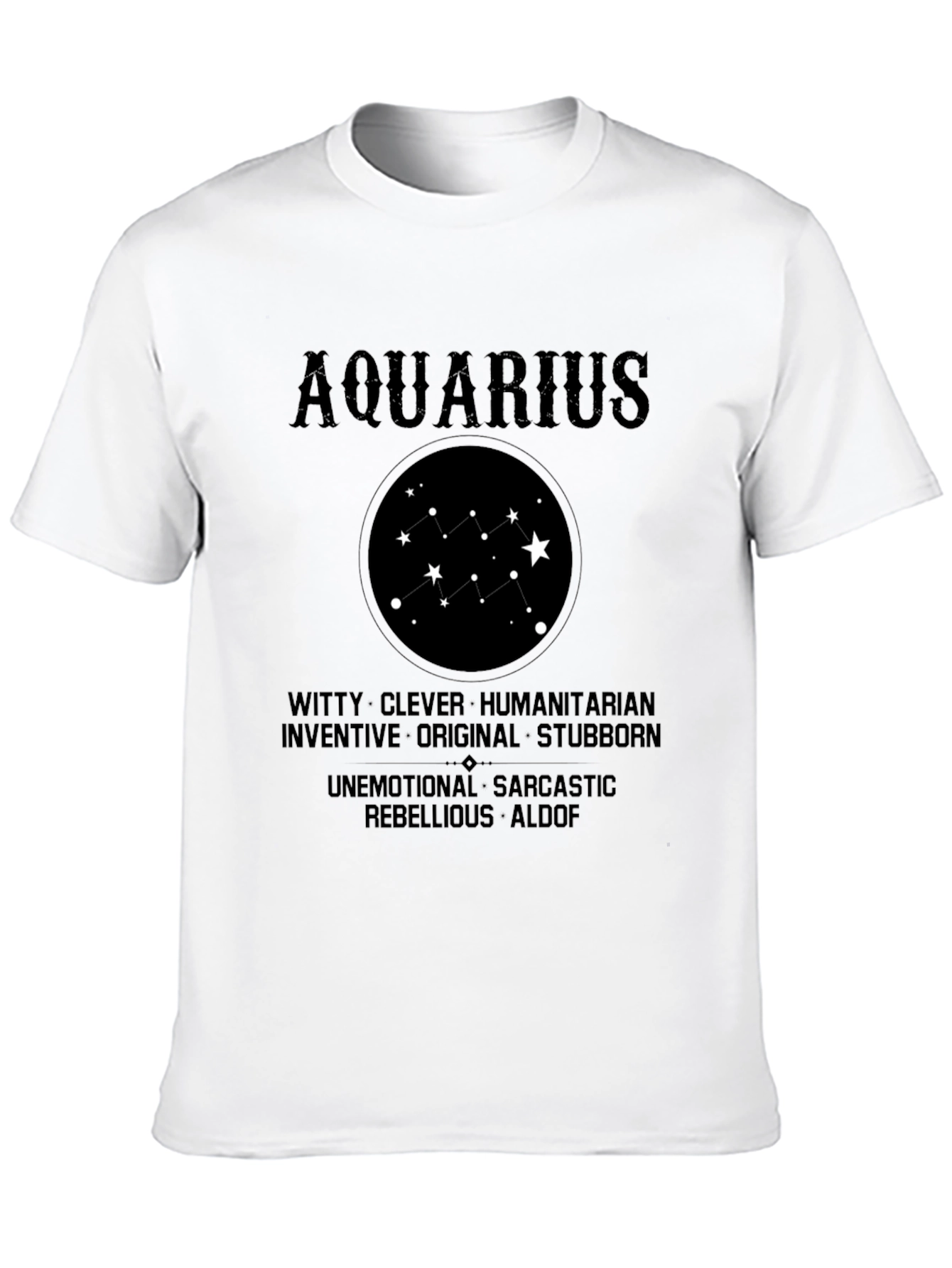 Camiseta Negra Aquarius Signo Zodiacal Astrología
