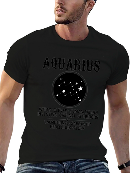Camiseta Negra Aquarius Signo Zodiacal Astrología