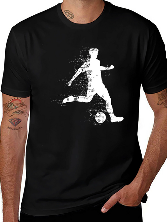 Camiseta Negra Deportiva: Silueta Futbolista