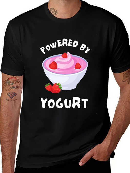 Camiseta Negra Powered by Yogurt
