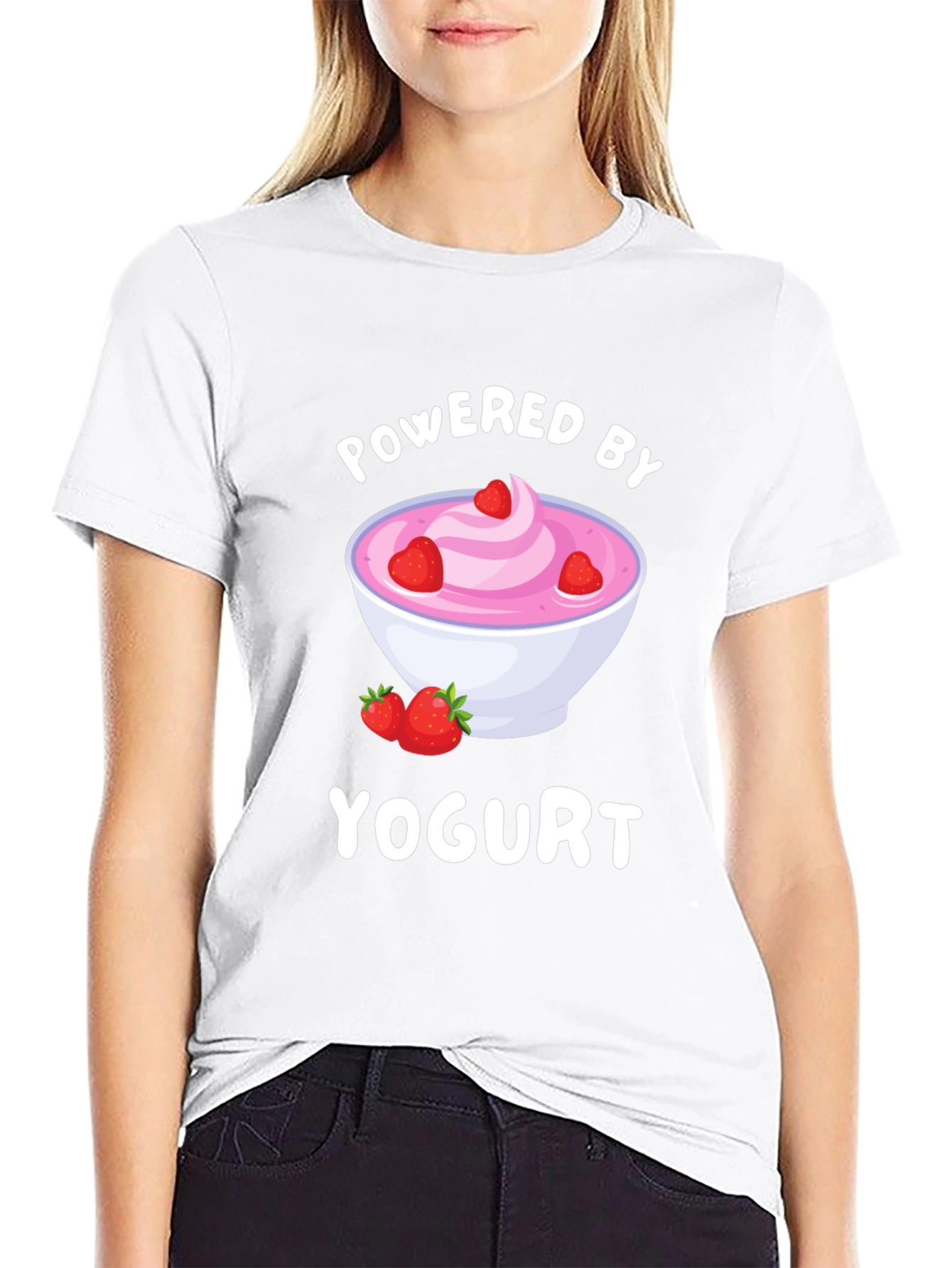 Camiseta Negra Powered by Yogurt