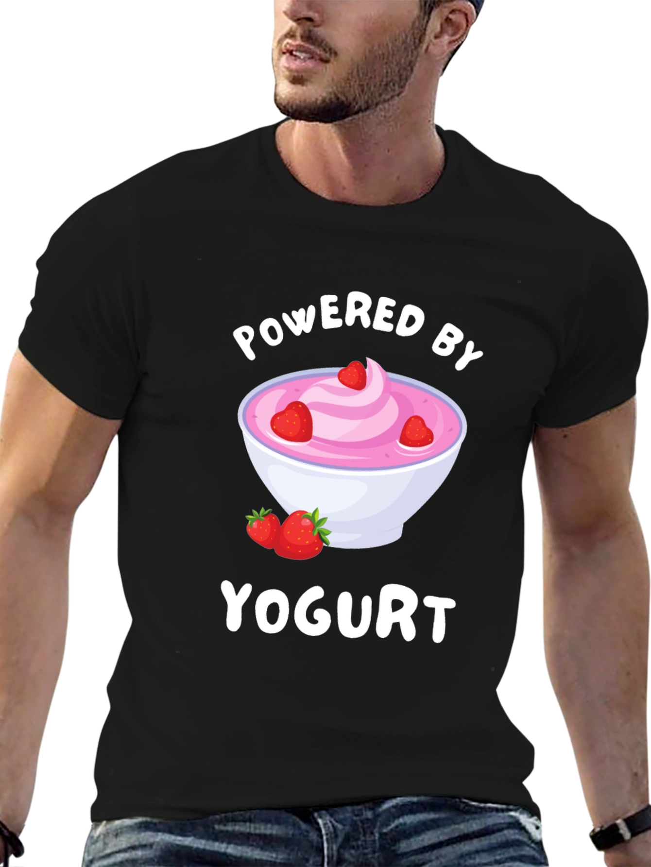 Camiseta Negra Powered by Yogurt