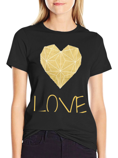 Camiseta Negra Corazón Love Dorado