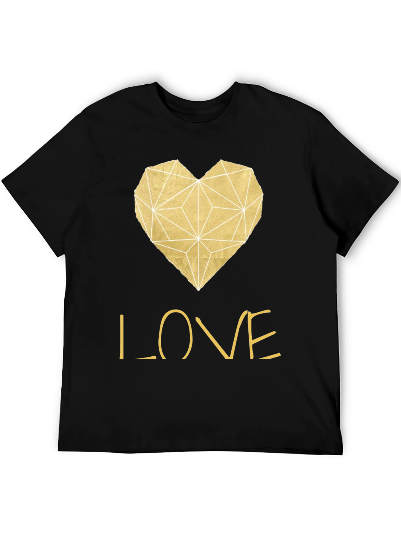 Camiseta Negra Corazón Love Dorado