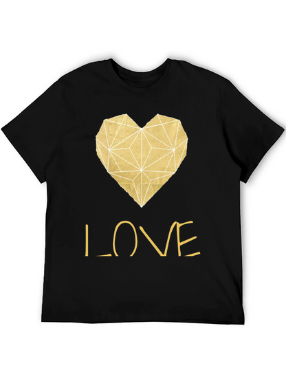 Camiseta Negra Corazón Love Dorado