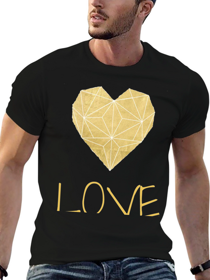 Camiseta Negra Corazón Love Dorado