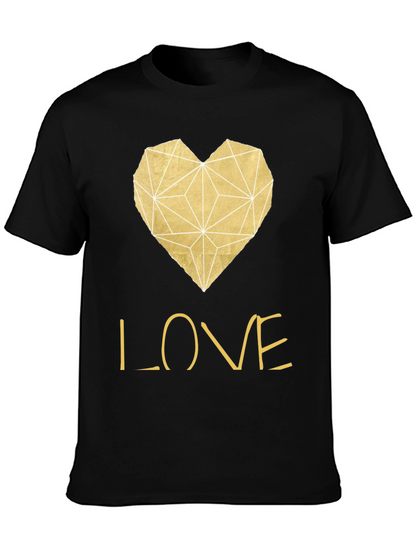Camiseta Negra Corazón Love Dorado