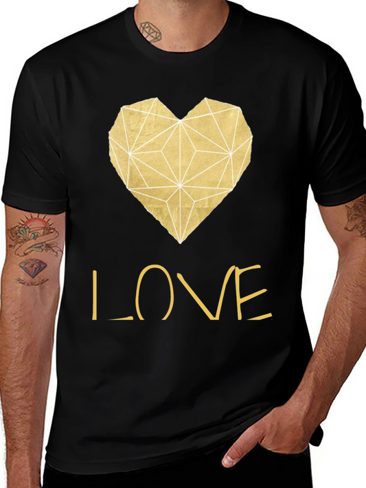 Camiseta Negra Corazón Love Dorado