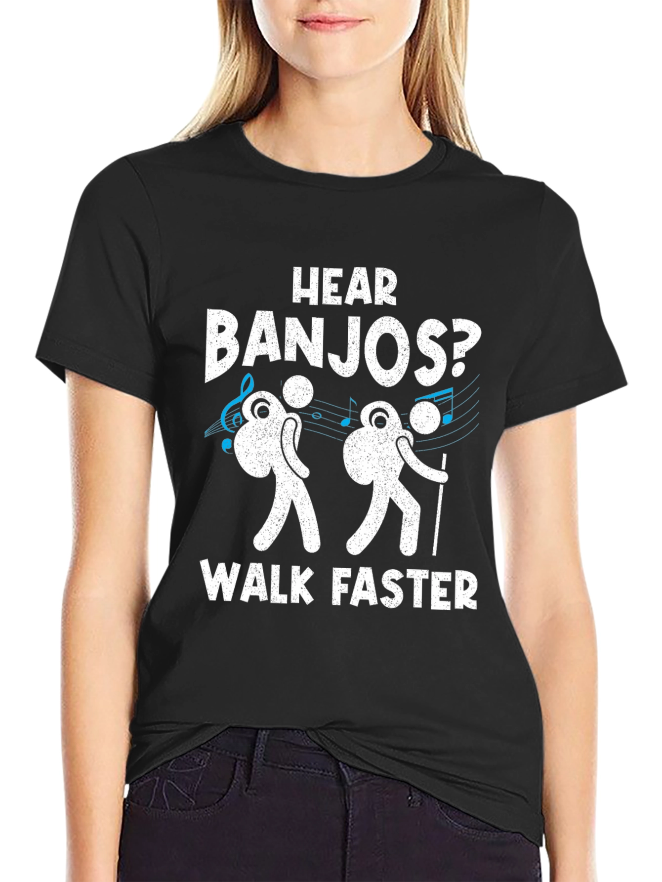 Camiseta Negra: ¿Oyes Banjos? ¡Camina Más Rápido!