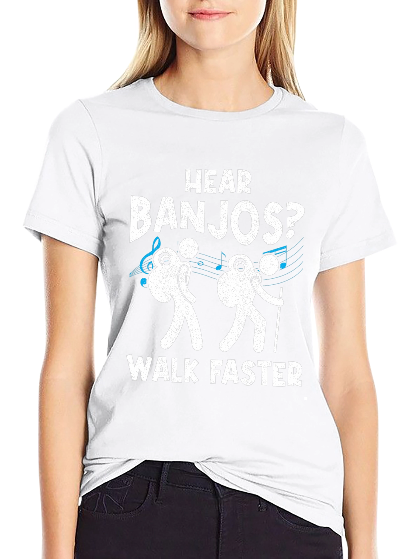 Camiseta Negra: ¿Oyes Banjos? ¡Camina Más Rápido!