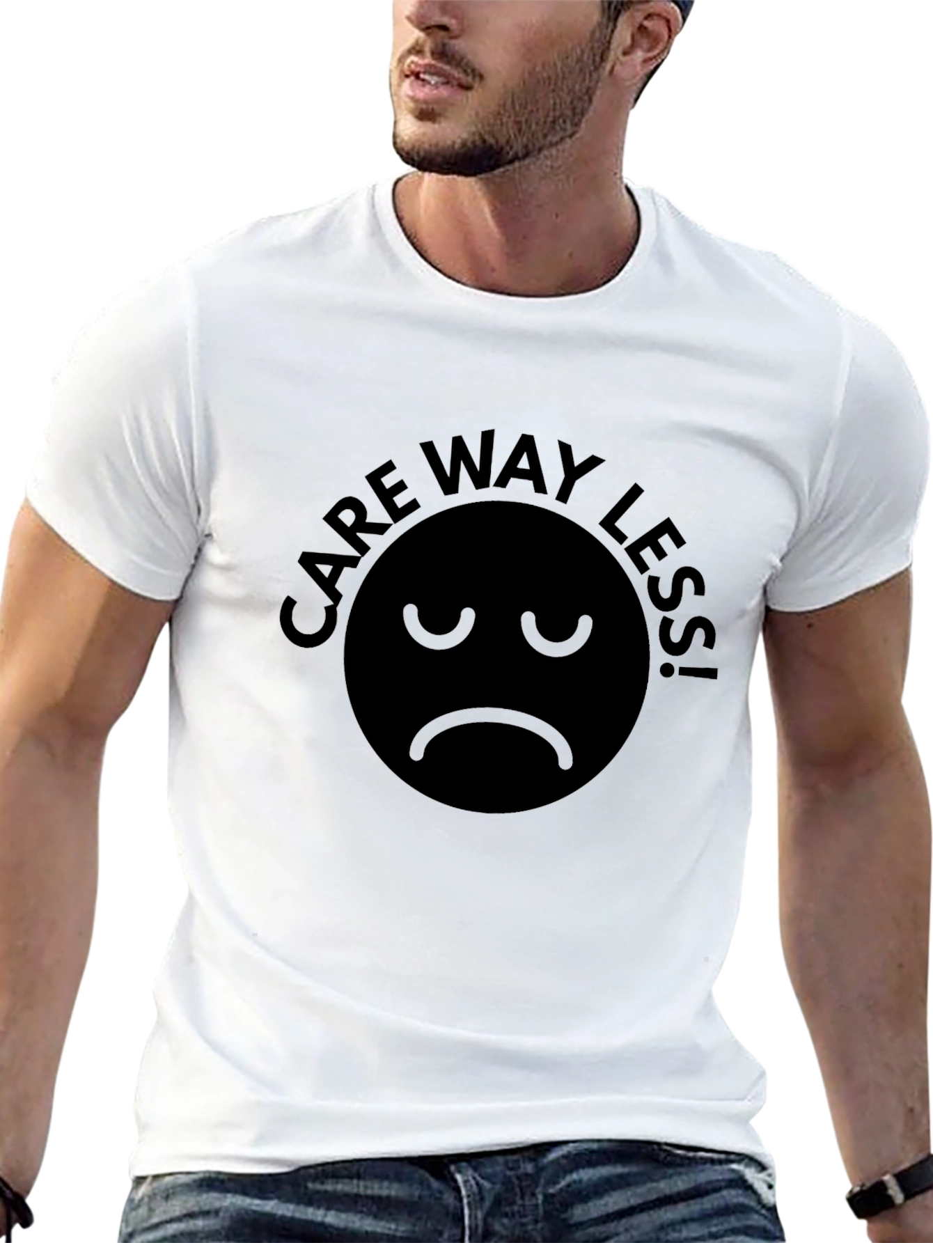 Camiseta Negra Care Way Less! - Actitud Relajada