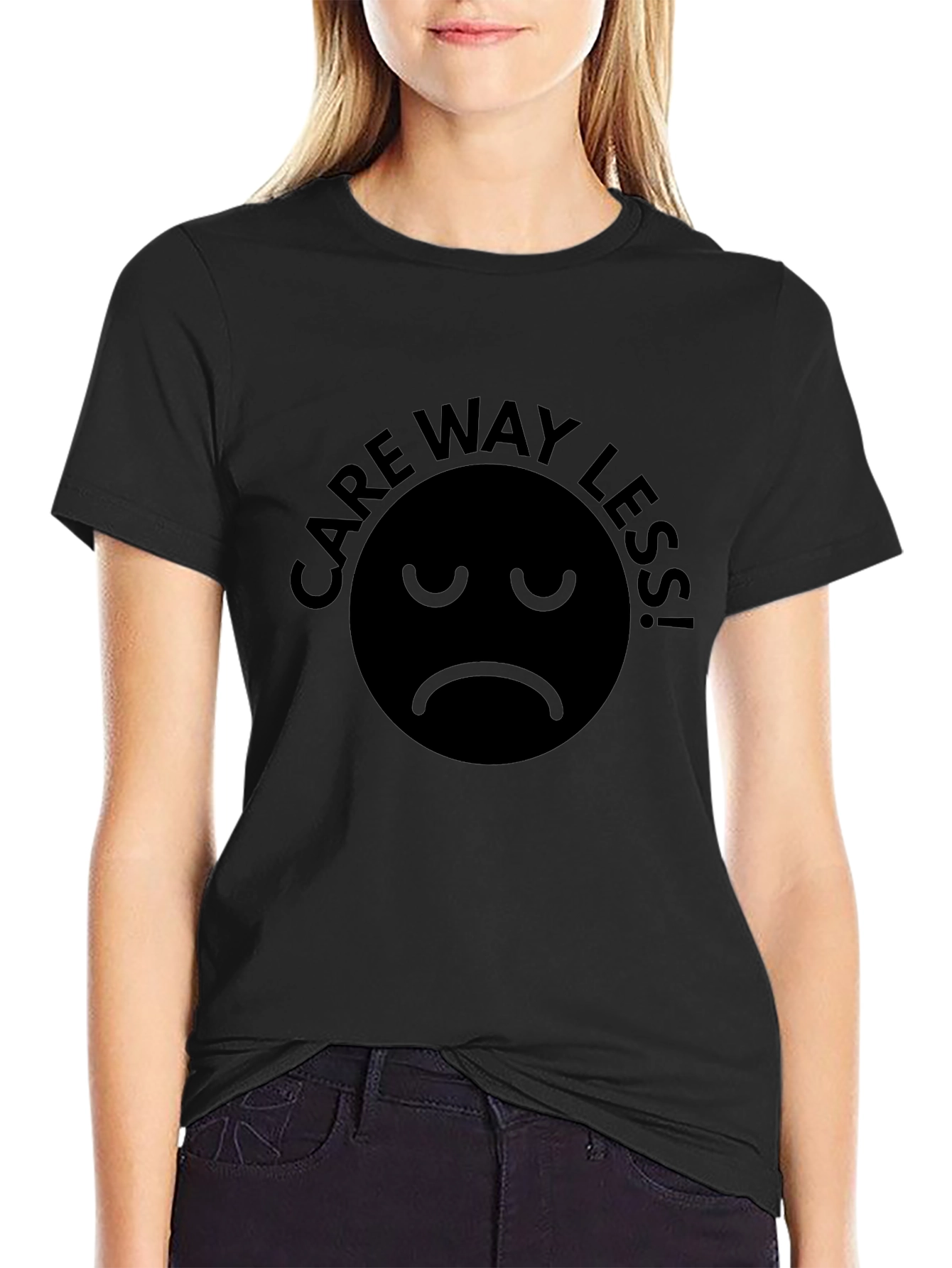 Camiseta Negra Care Way Less! - Actitud Relajada