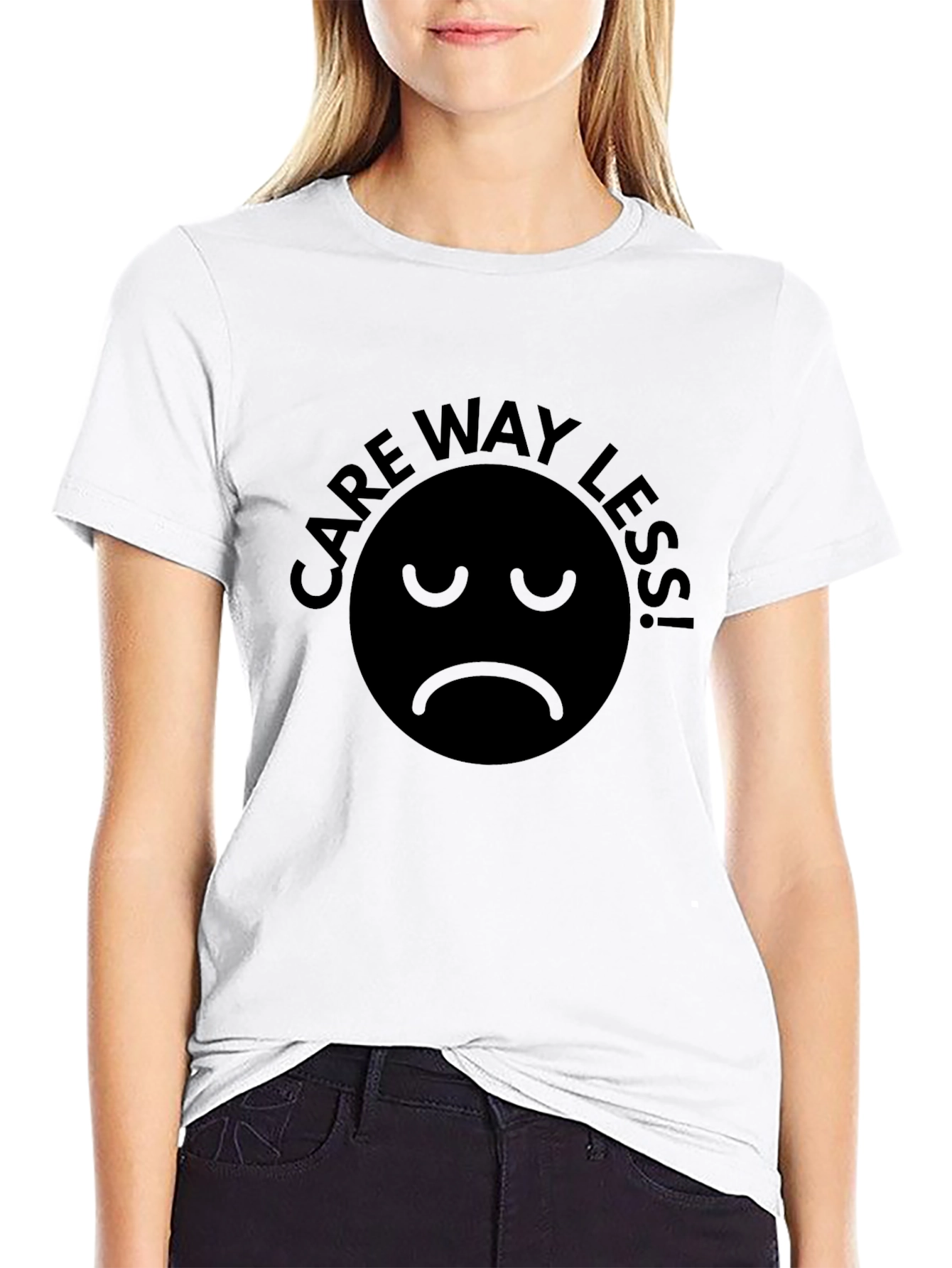 Camiseta Negra Care Way Less! - Actitud Relajada