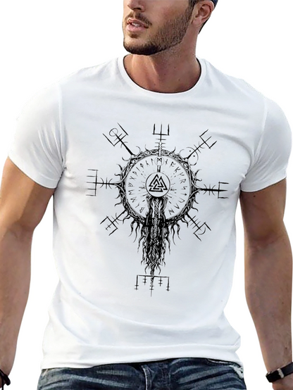 Camiseta Vikinga Negra Vegvísir Valknut Unisex