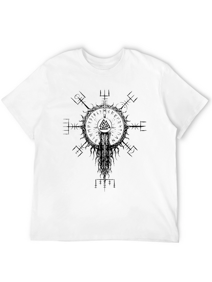 Camiseta Vikinga Negra Vegvísir Valknut Unisex