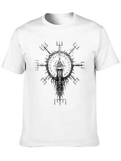 Camiseta Vikinga Negra Vegvísir Valknut Unisex