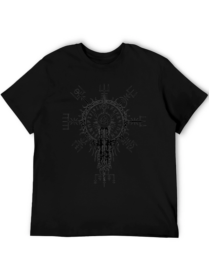 Camiseta Vikinga Negra Vegvísir Valknut Unisex