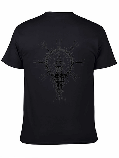 Camiseta Vikinga Negra Vegvísir Valknut Unisex