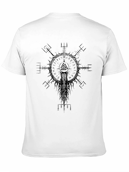 Camiseta Vikinga Negra Vegvísir Valknut Unisex