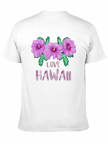 Camiseta Negra con Diseño Floral Love Hawaii