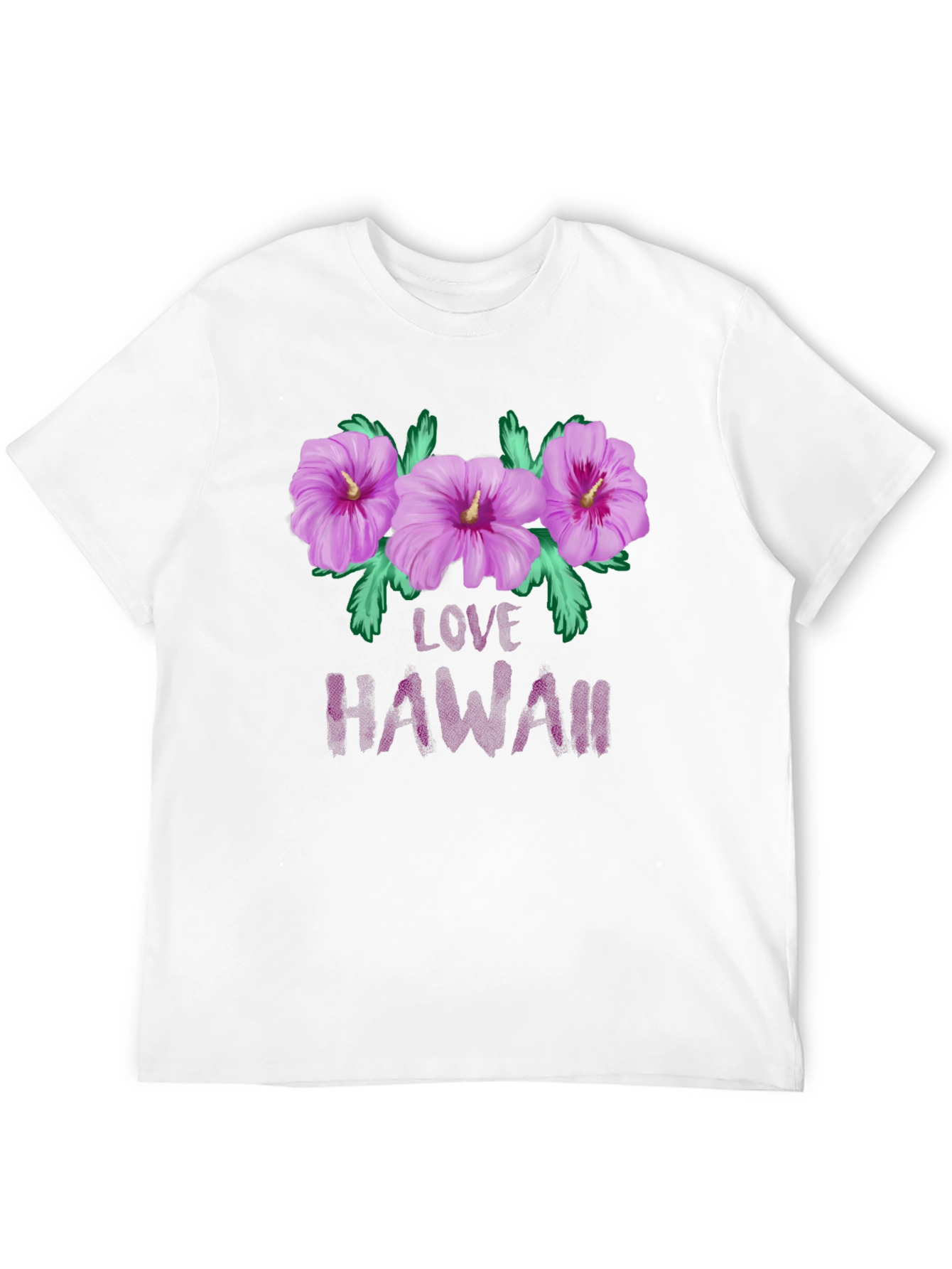 Camiseta Negra con Diseño Floral Love Hawaii