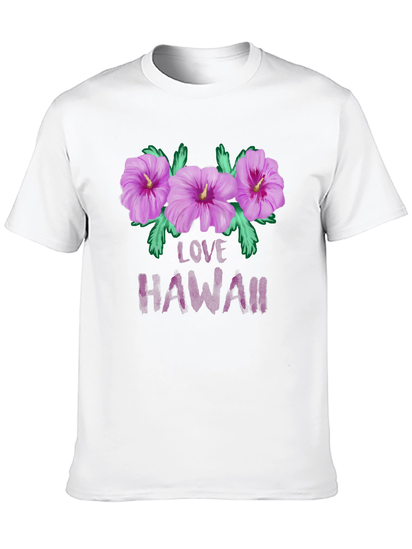 Camiseta Negra con Diseño Floral Love Hawaii