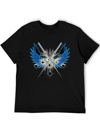 Camiseta Negra Alas y Espadas Cruzadas - Estilo Único