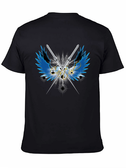Camiseta Negra Alas y Espadas Cruzadas - Estilo Único