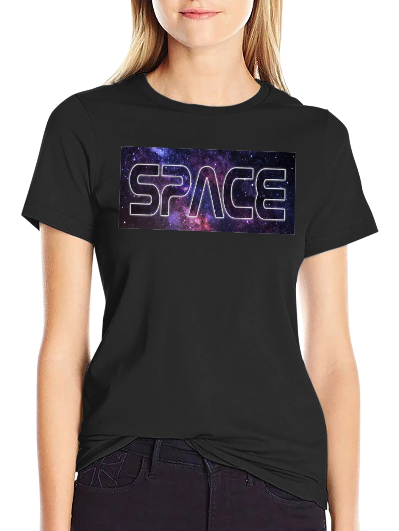 Camiseta Negra Espacio Estilo Galaxia