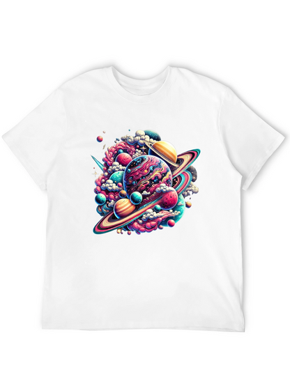 Camiseta Negra con Diseño Espacial Abstracto