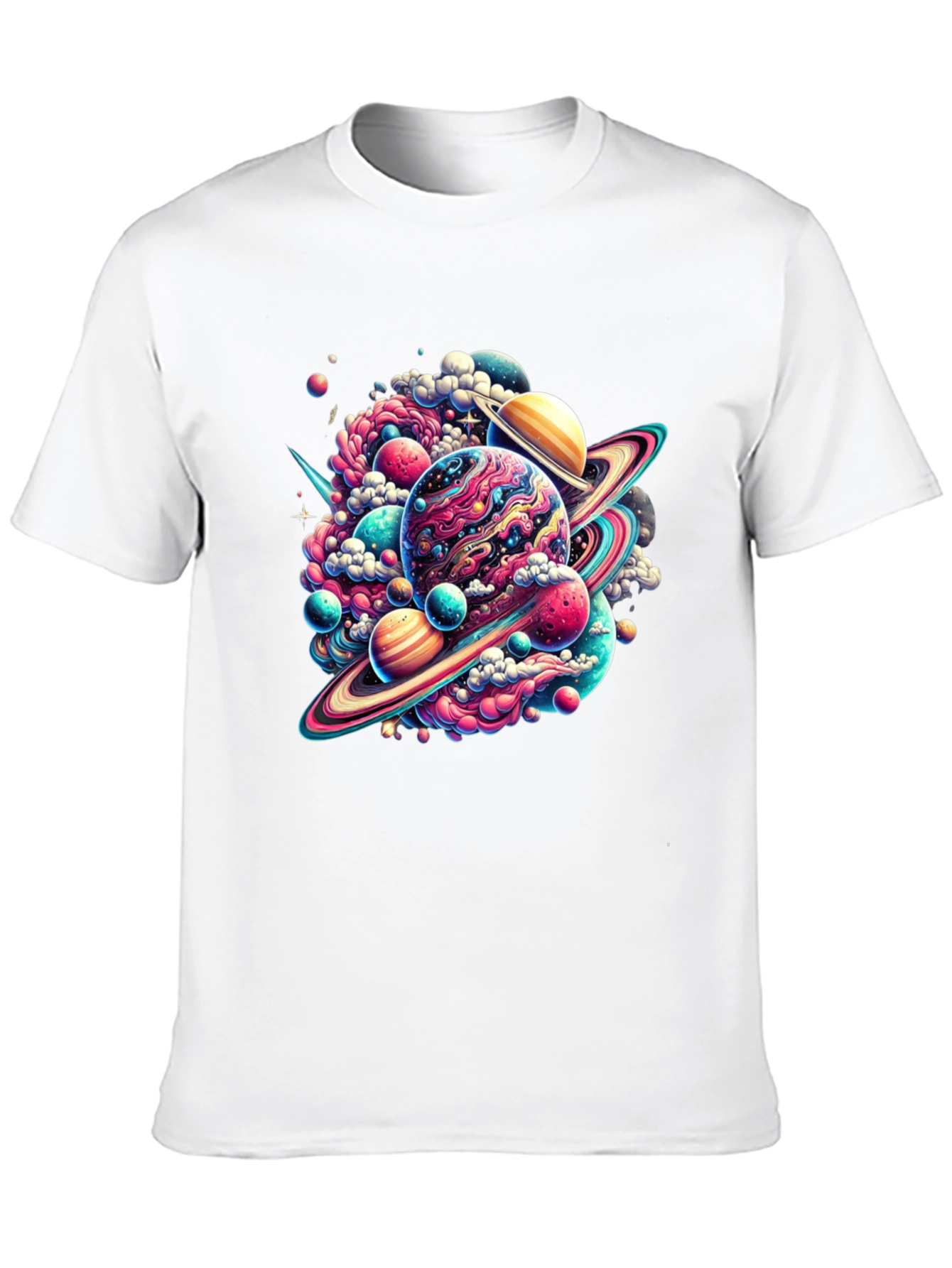Camiseta Negra con Diseño Espacial Abstracto