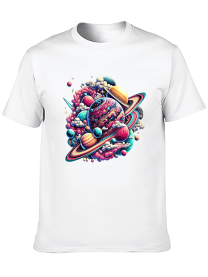 Camiseta Negra con Diseño Espacial Abstracto