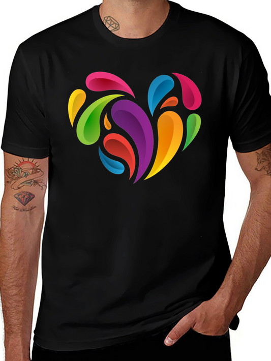 Camiseta Negra Corazón Colorido