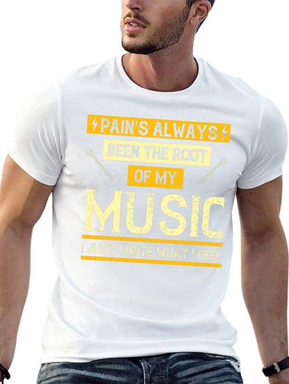 Camiseta Negra con Diseño Musical para Hombre