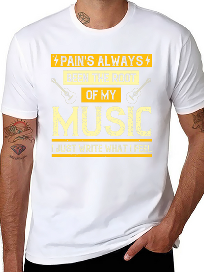Camiseta Negra con Diseño Musical para Hombre