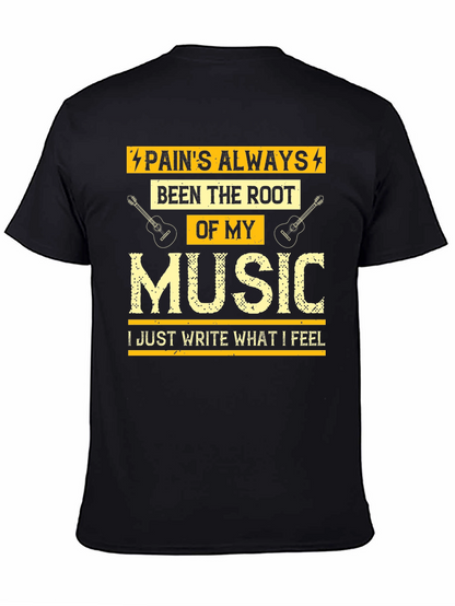 Camiseta Negra con Diseño Musical para Hombre