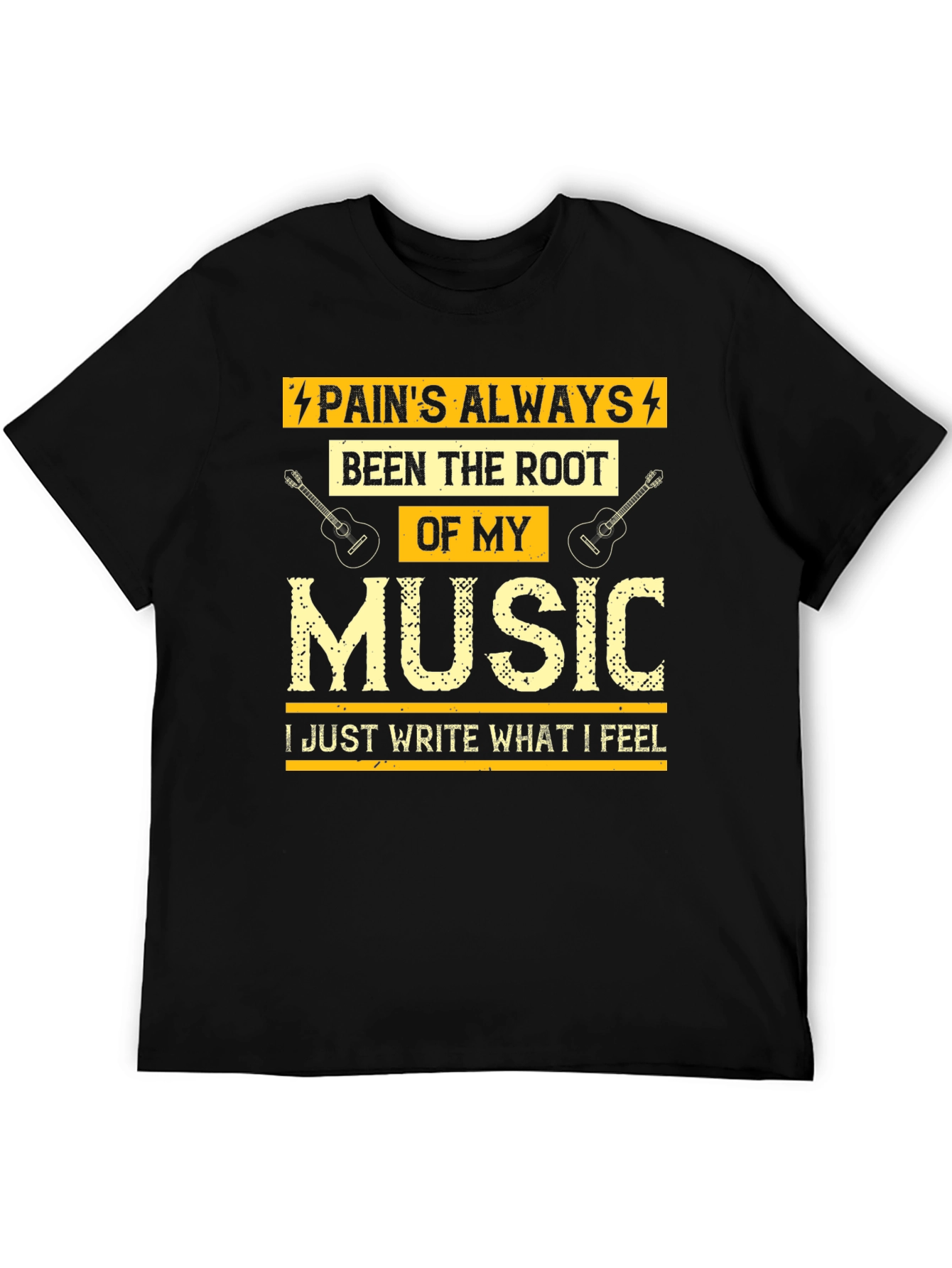 Camiseta Negra con Diseño Musical para Hombre
