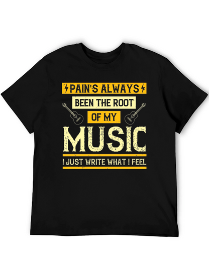 Camiseta Negra con Diseño Musical para Hombre