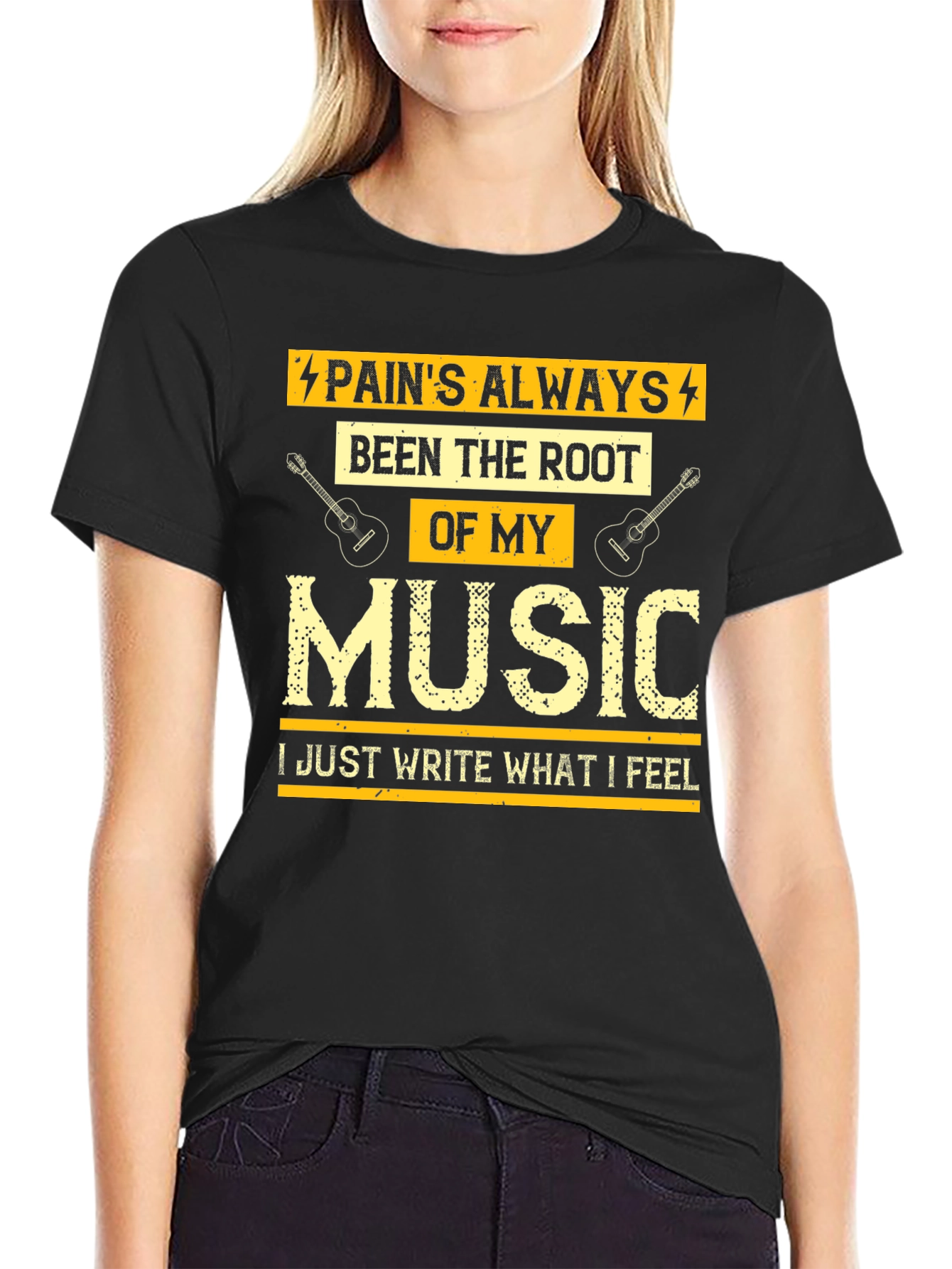 Camiseta Negra con Diseño Musical para Hombre