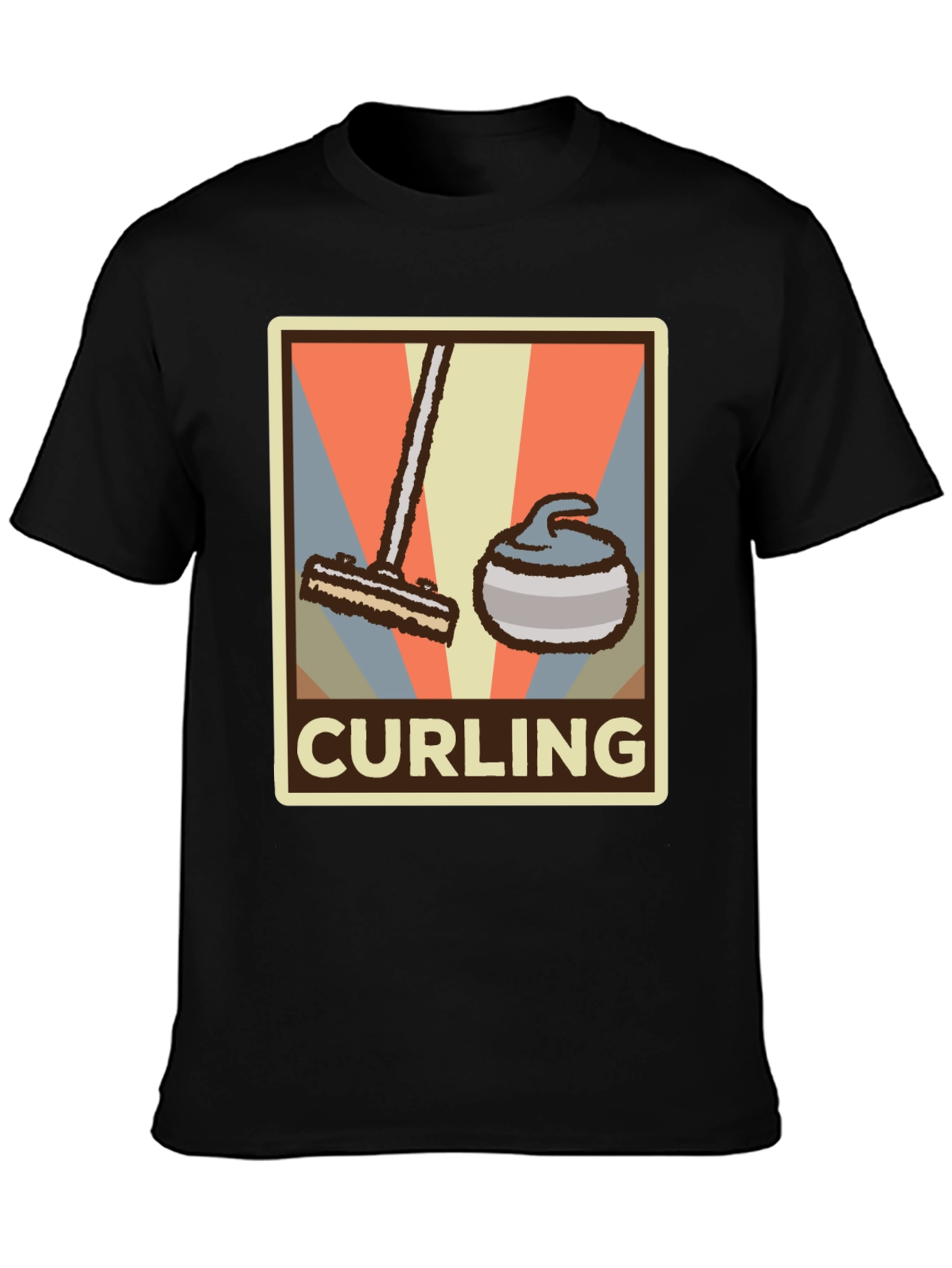 Camiseta Hombre Diseño Retro Curling