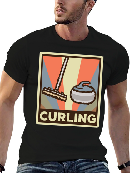 Camiseta Hombre Diseño Retro Curling