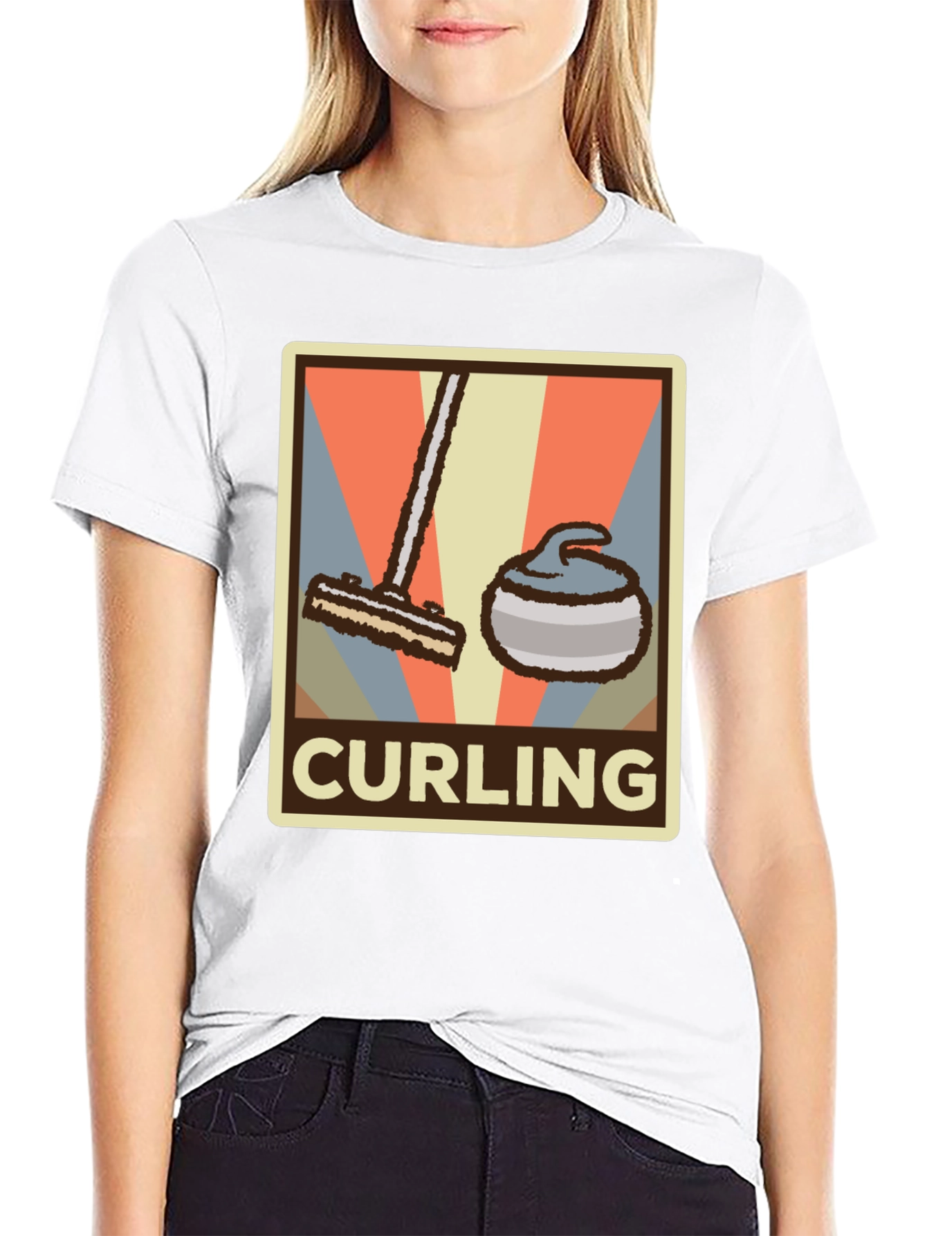 Camiseta Hombre Diseño Retro Curling