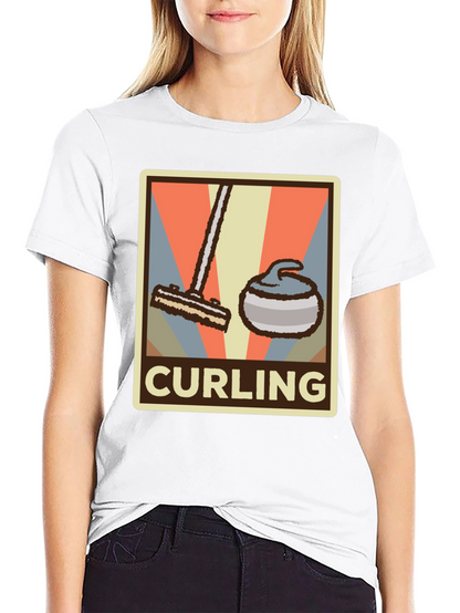 Camiseta Hombre Diseño Retro Curling
