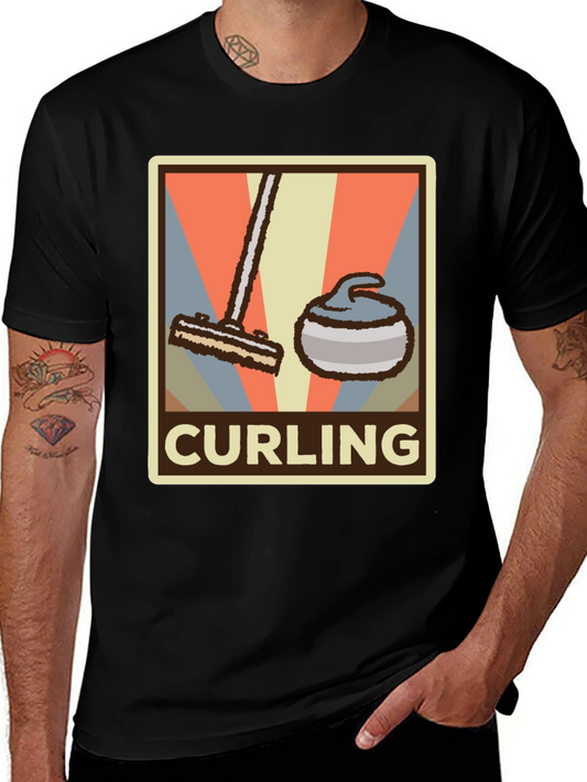 Camiseta Hombre Diseño Retro Curling